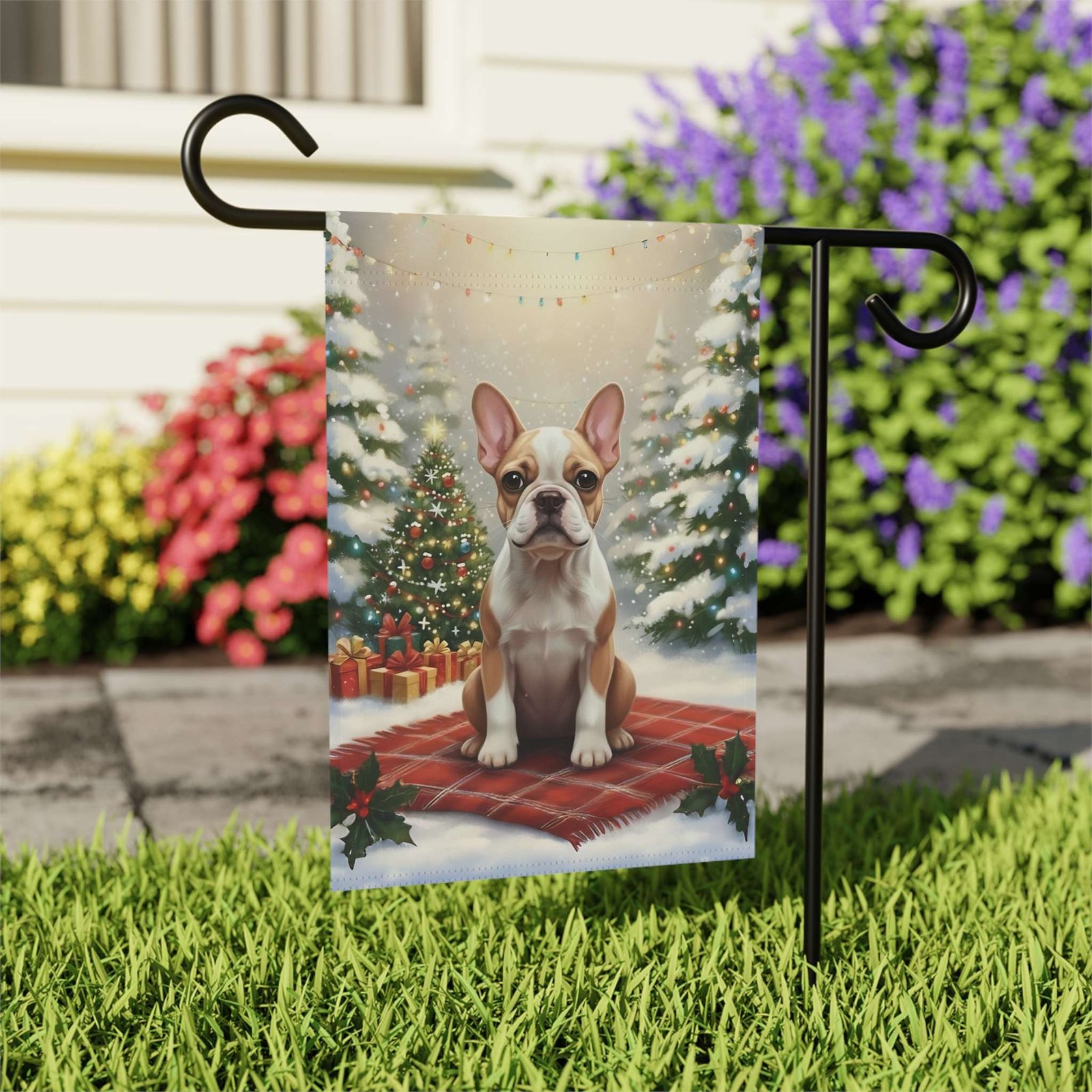 Christmas Tree and Presents French Bulldog Garden Flag - Image 8