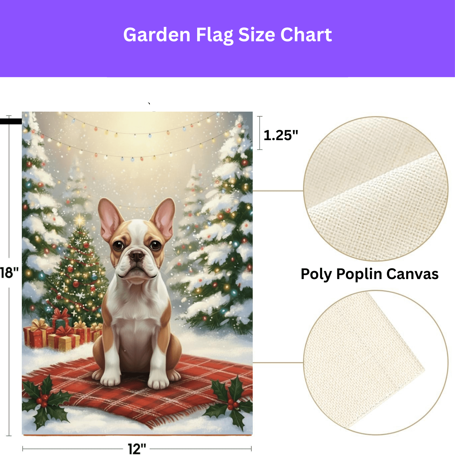 Christmas Tree and Presents French Bulldog Garden Flag - Image 4