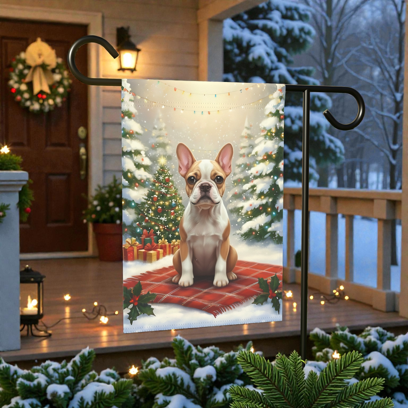Christmas Tree and Presents French Bulldog Garden Flag - Image 6