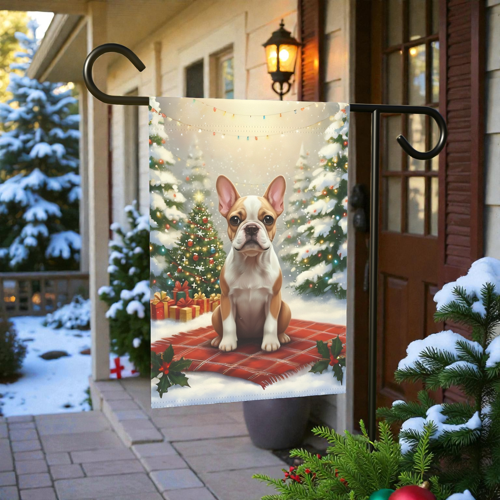 Christmas Tree and Presents French Bulldog Garden Flag