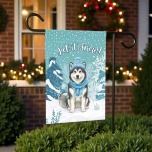 Let It Snow Alaskan Malamute Garden Flag