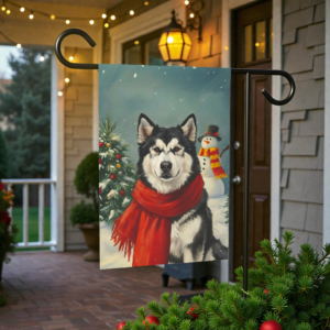 Red Scarf Alaskan Malamute Christmas Garden Flag