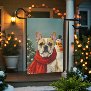 Red Scarf French Bulldog Christmas Garden Flag