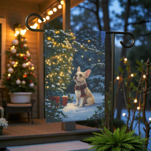 Standing by the Christmas Tree French Bulldog Garden Flag