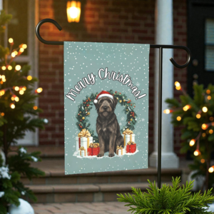 Merry Christmas Bouvier Des Ardennes Garden Flag, Holiday Dog House Banner