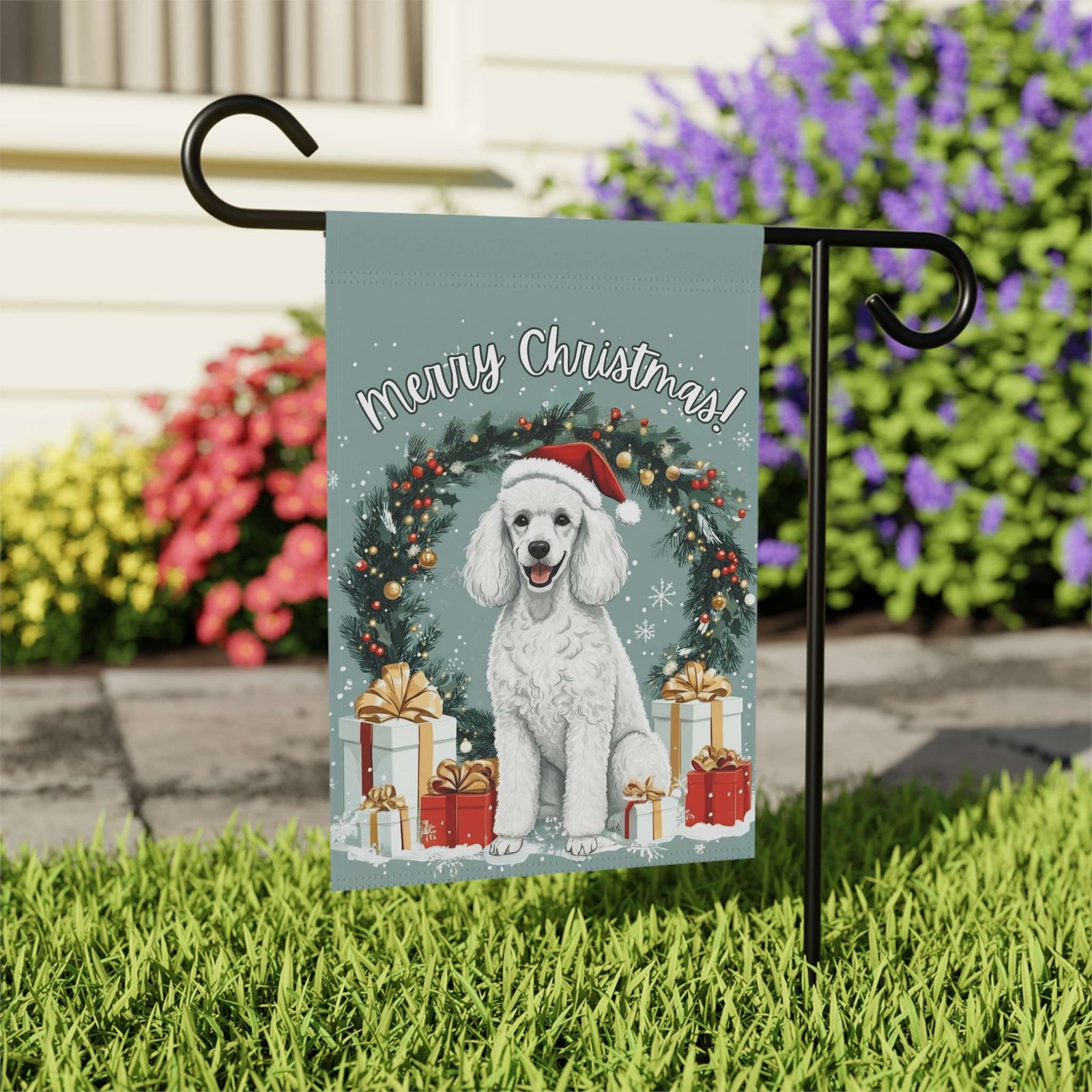 Merry Christmas Poodle Garden Flag - Image 7