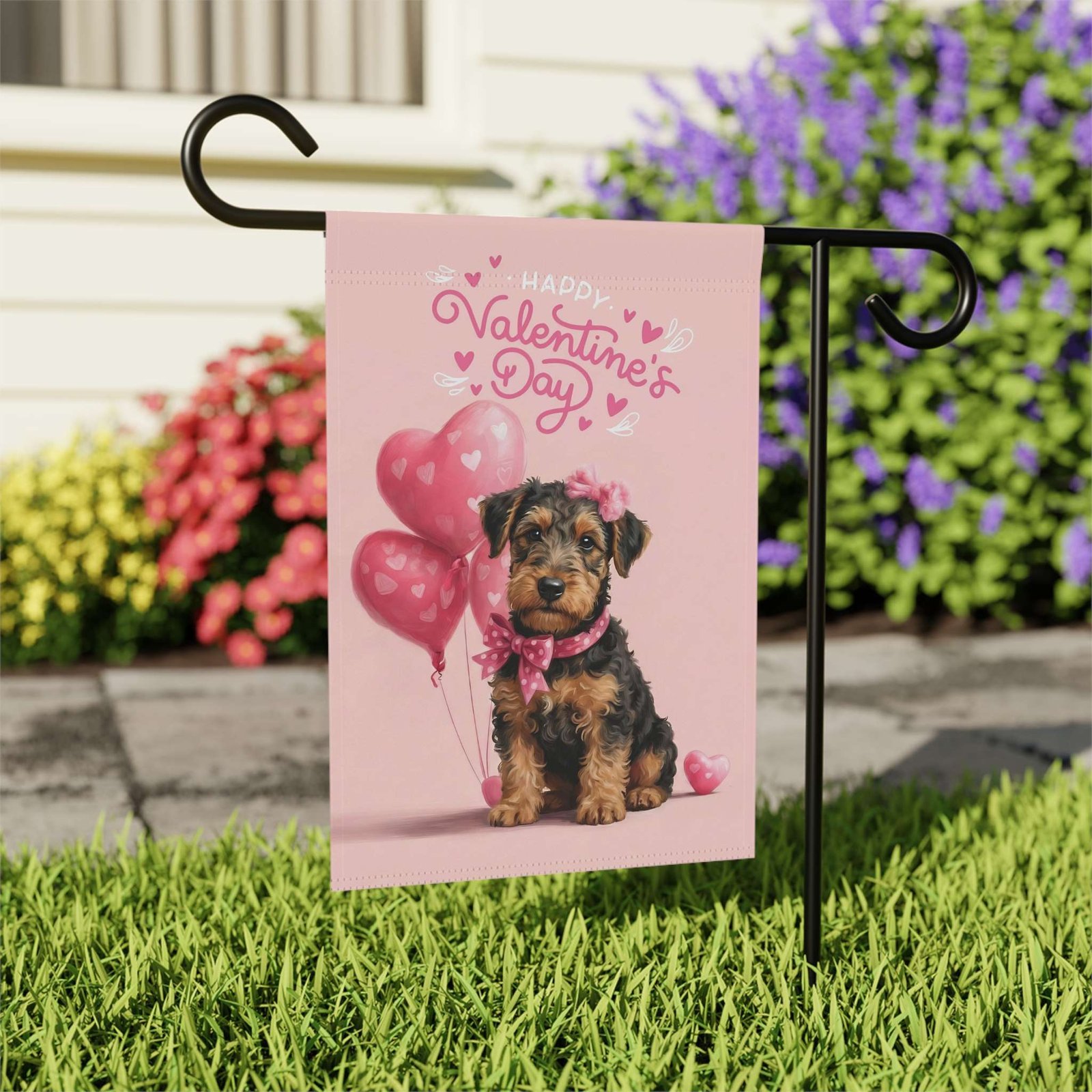 Airedale Terrier Happy Valentine's Day Garden Flag - Image 8