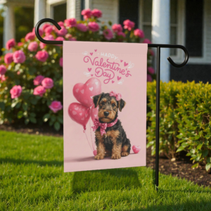 Airedale Terrier Happy Valentine's Day Garden Flag