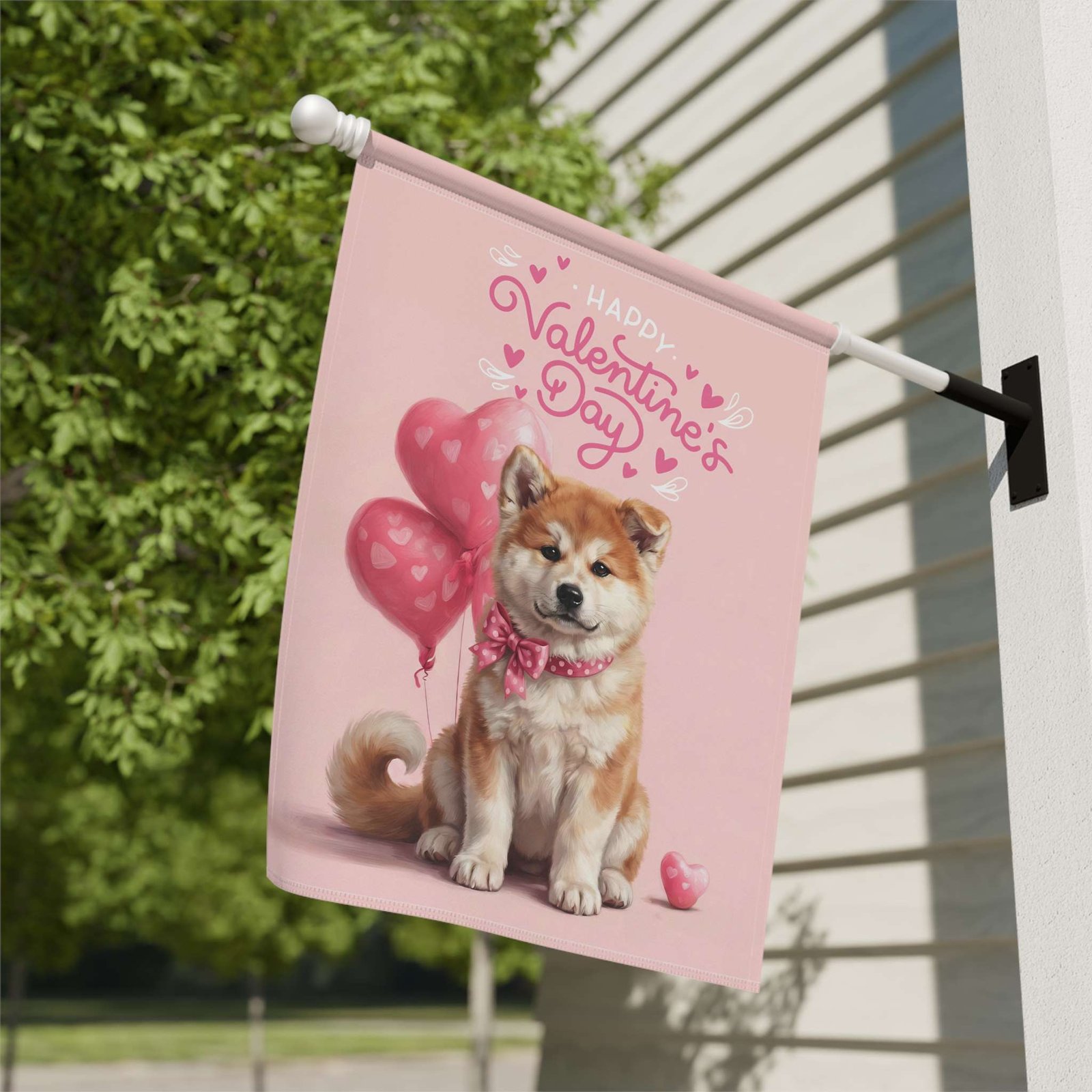 Akita Puppy Happy Valentine's Day Garden Flag - Image 9