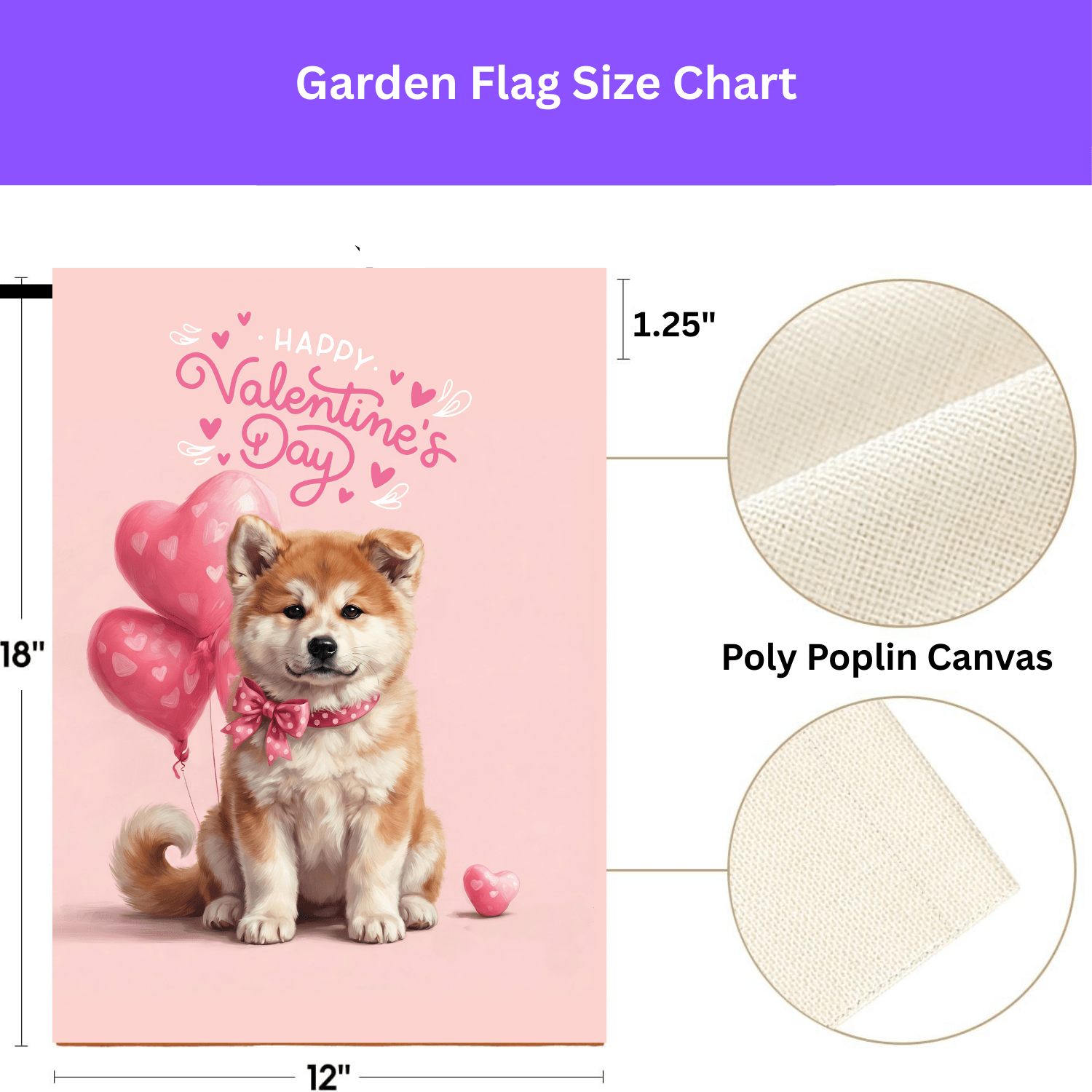 Akita Puppy Happy Valentine's Day Garden Flag - Image 3