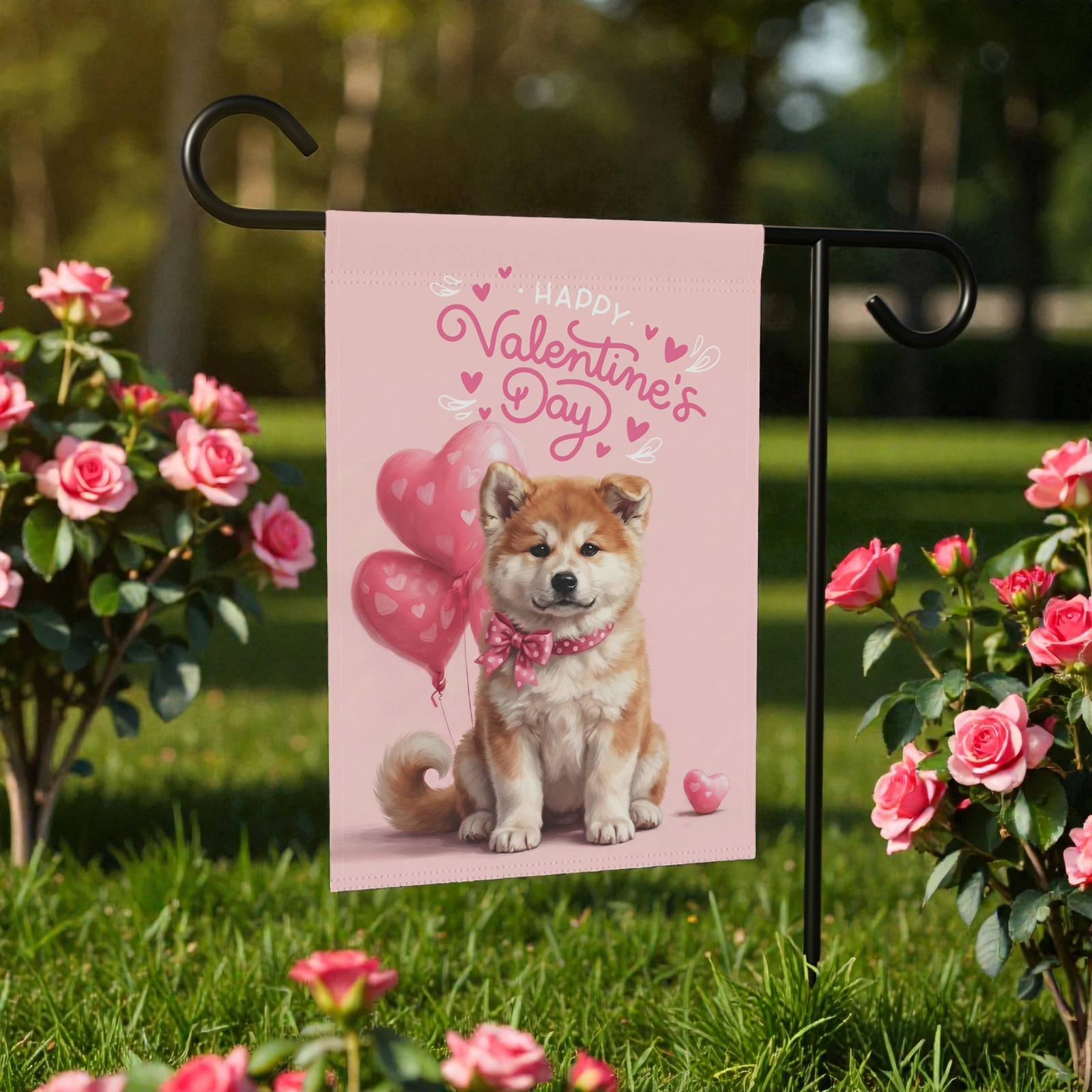 Akita Puppy Happy Valentine's Day Garden Flag - Image 7