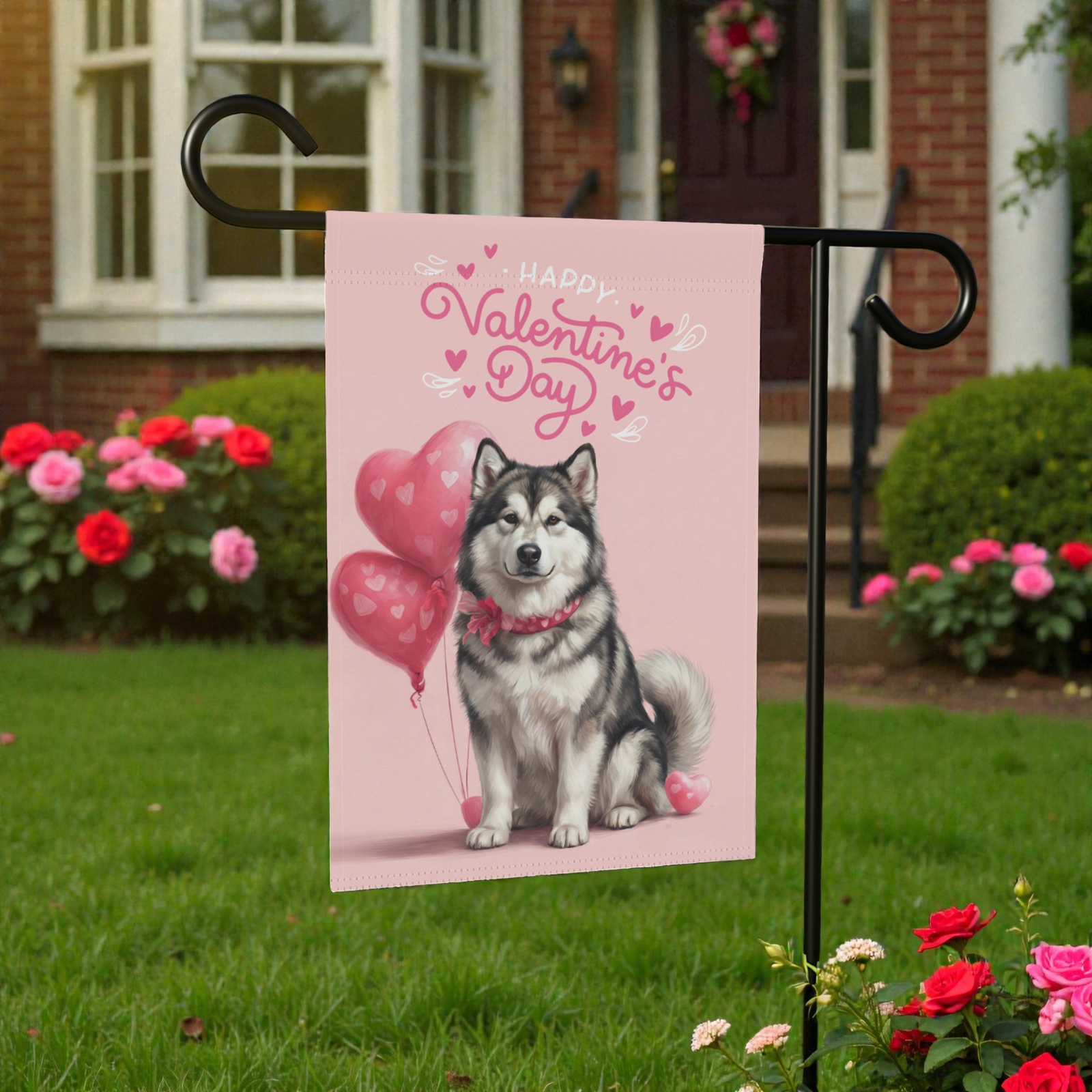 Alaskan Malamute Happy Valentine's Day Garden Flag - Image 6