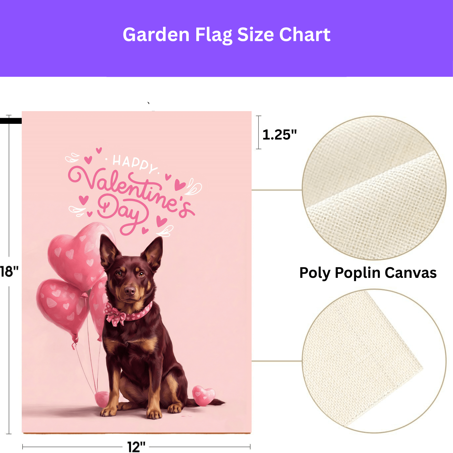 Australian Kelpie Happy Valentine's Day Garden Flag - Image 2