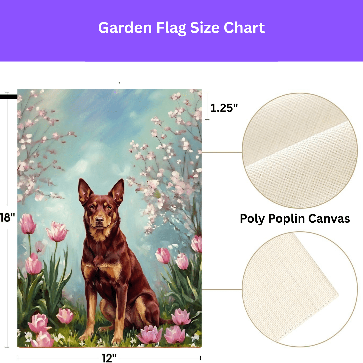 Australian Kelpie in Tulips Spring Garden Flag - Image 4