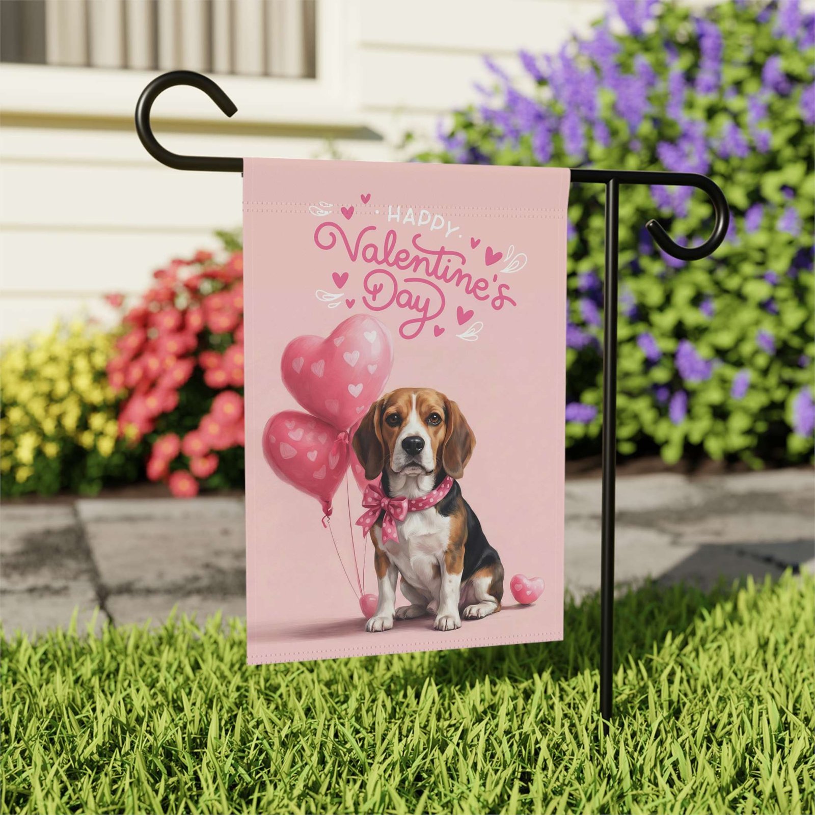 Beagle Happy Valentine's Day Garden Flag - Image 8