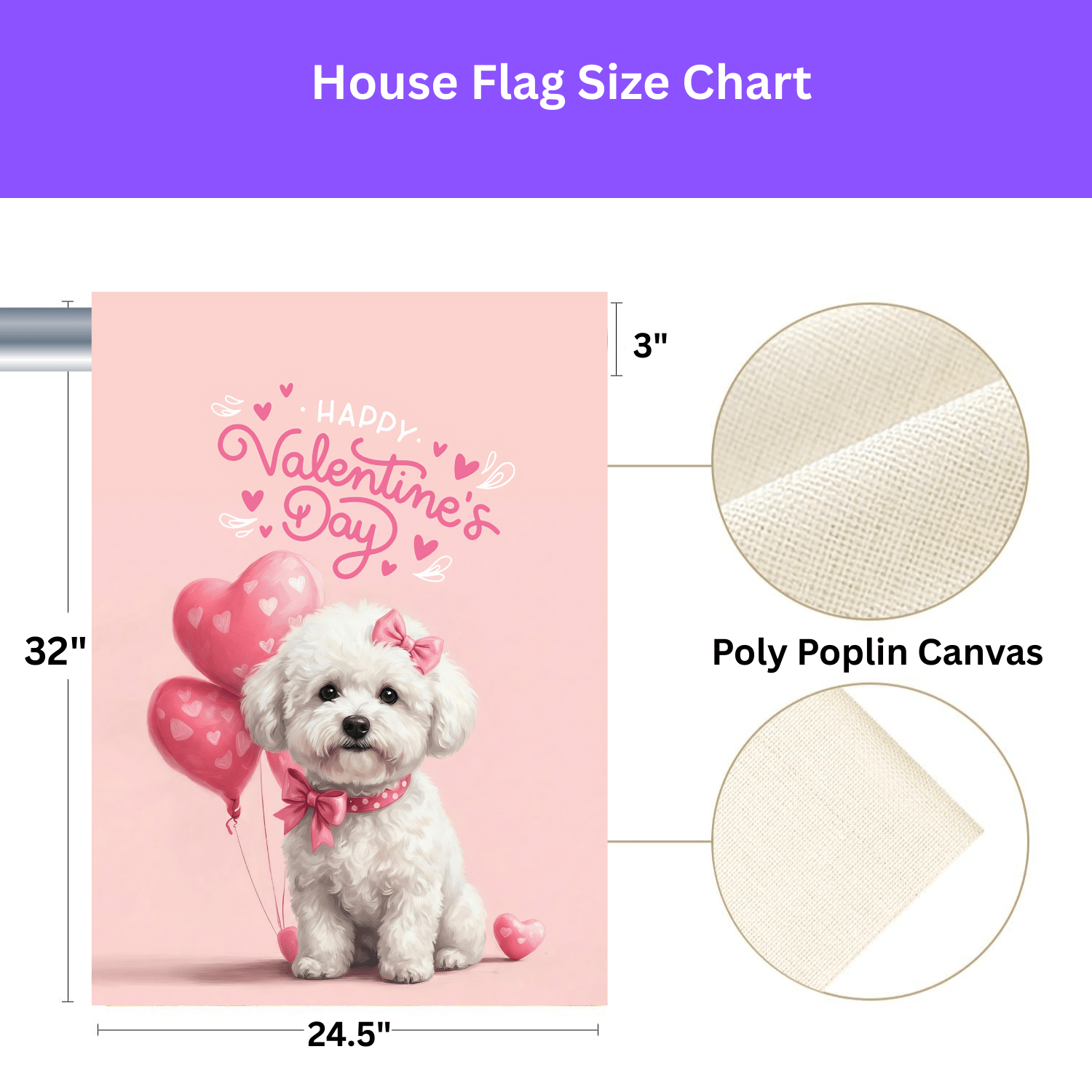 Bichon Frise Happy Valentine's Day Garden Flag - Image 2