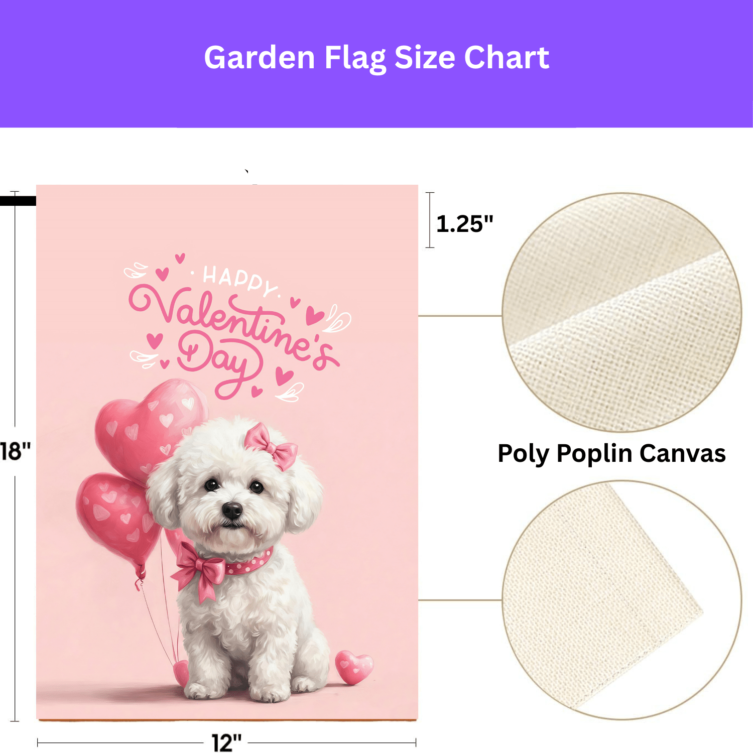 Bichon Frise Happy Valentine's Day Garden Flag - Image 4