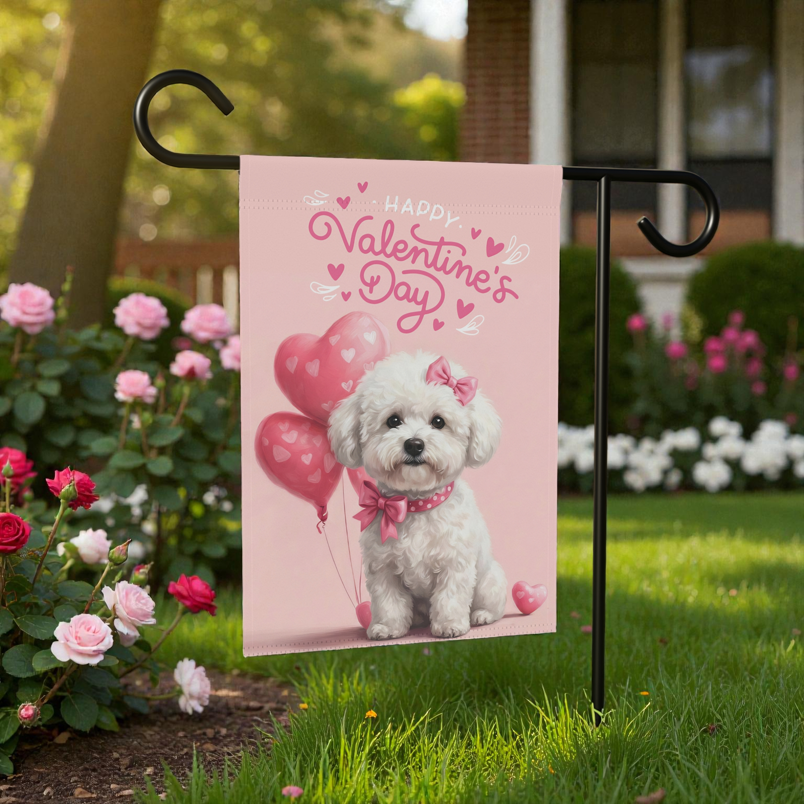 Bichon Frise Happy Valentine's Day Garden Flag - Image 5