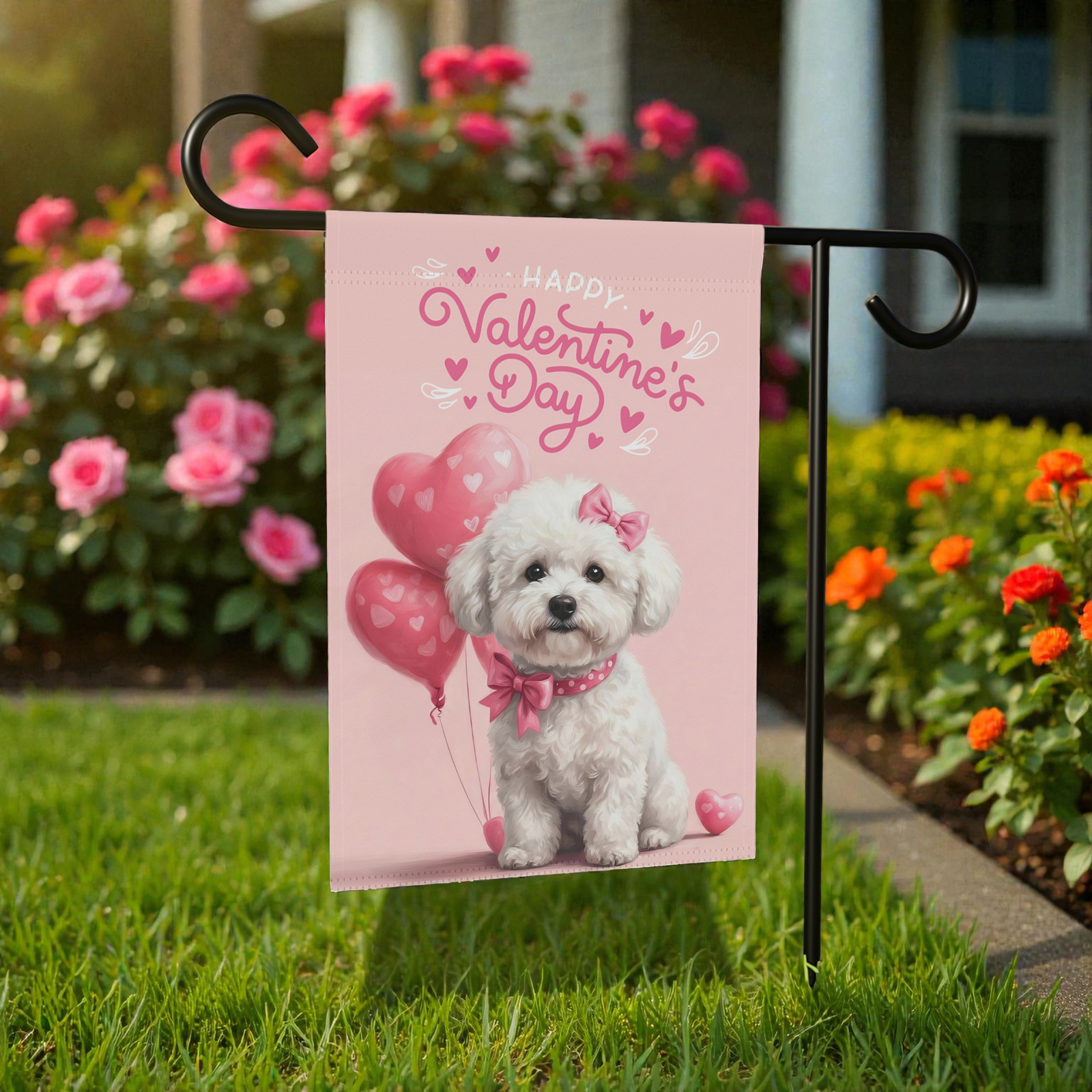 Bichon Frise Happy Valentine's Day Garden Flag - Image 6