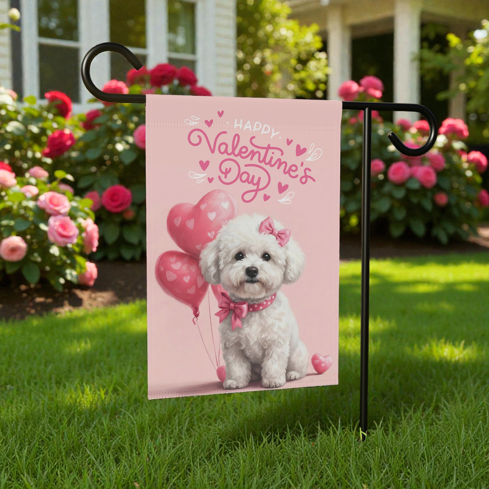 Bichon Frise Happy Valentine's Day Garden Flag - Image 7