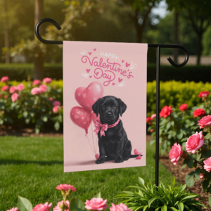 Black Labrador Retriever Happy Valentine's Day Garden Flag