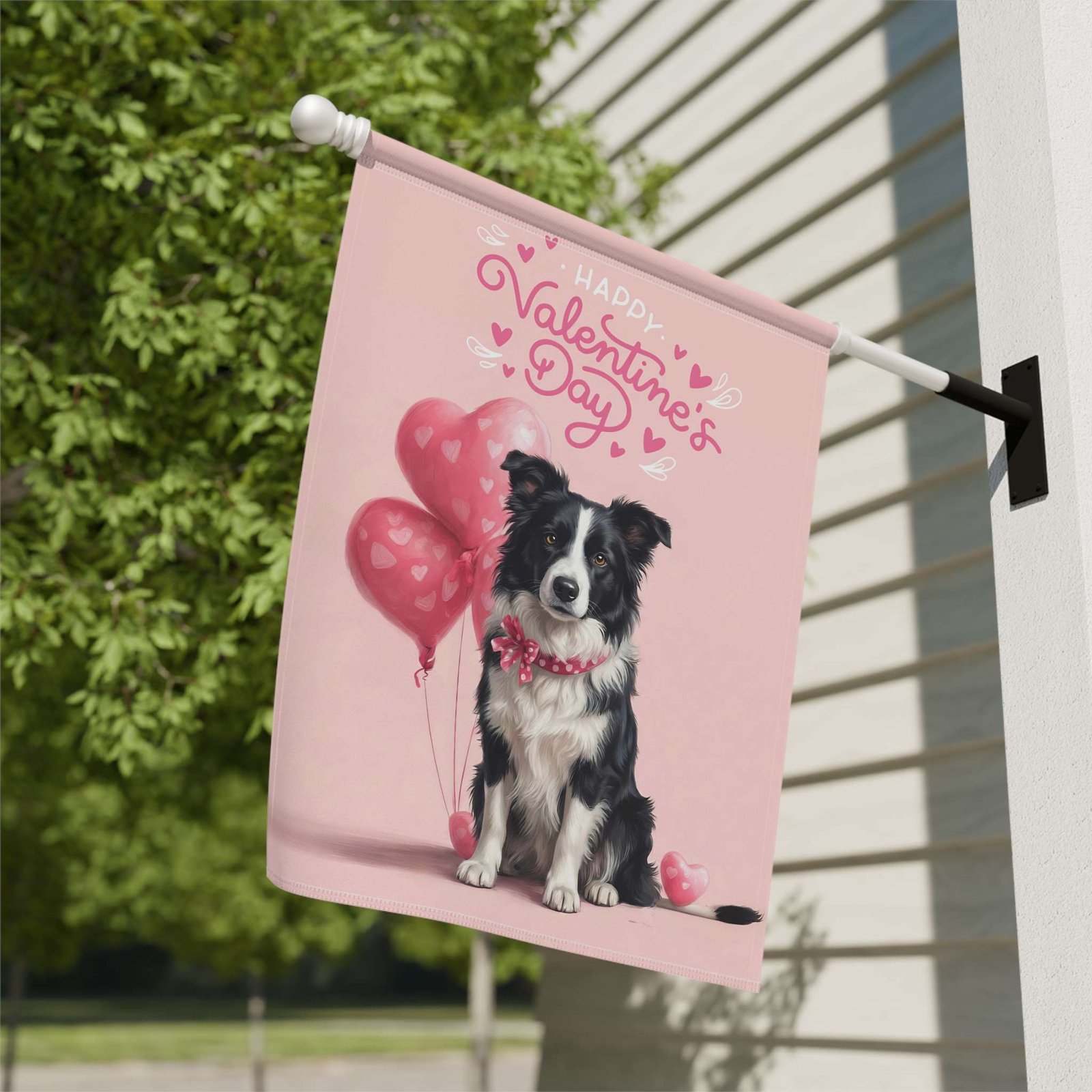 Border Collie Happy Valentine's Day Garden Flag - Image 9