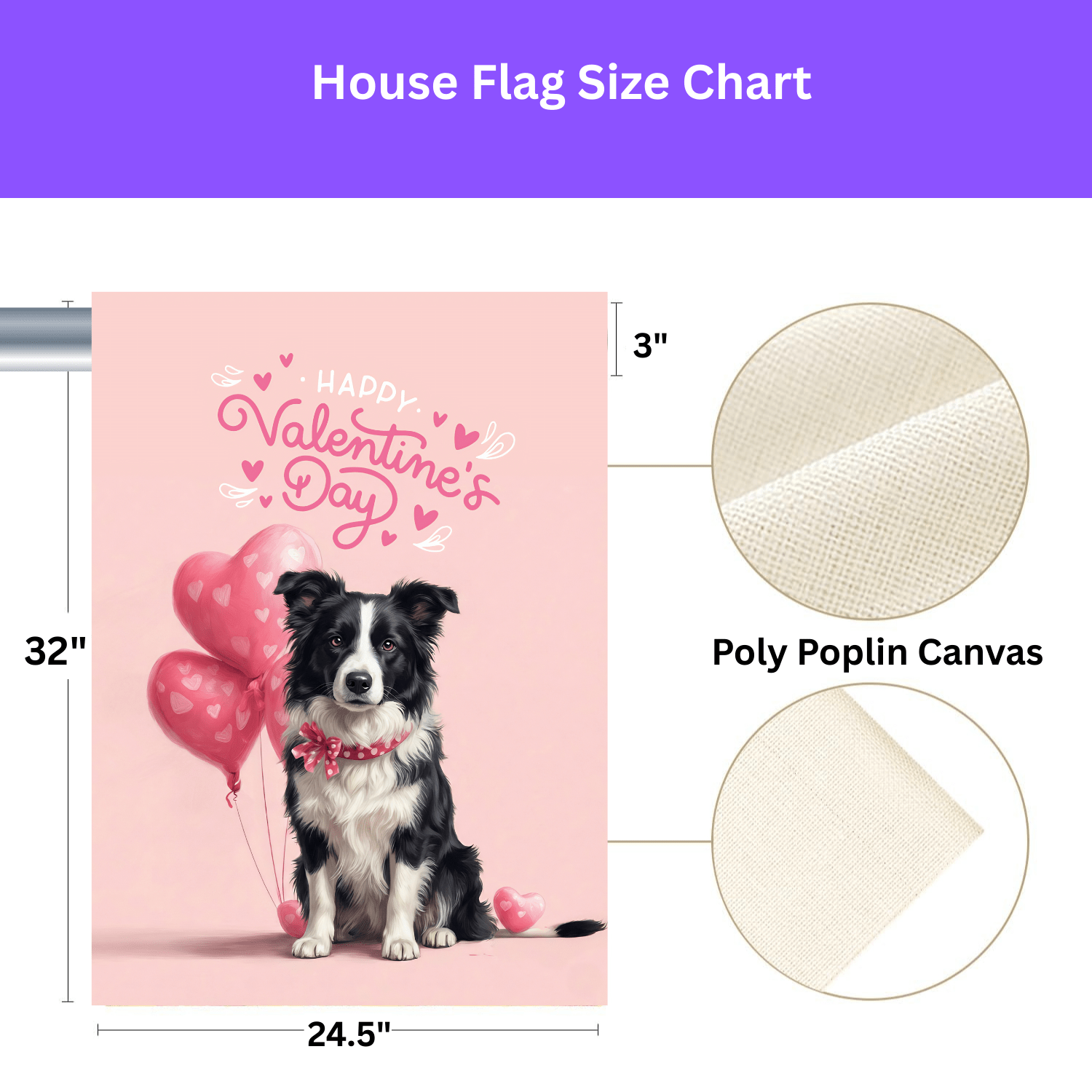 Border Collie Happy Valentine's Day Garden Flag - Image 4