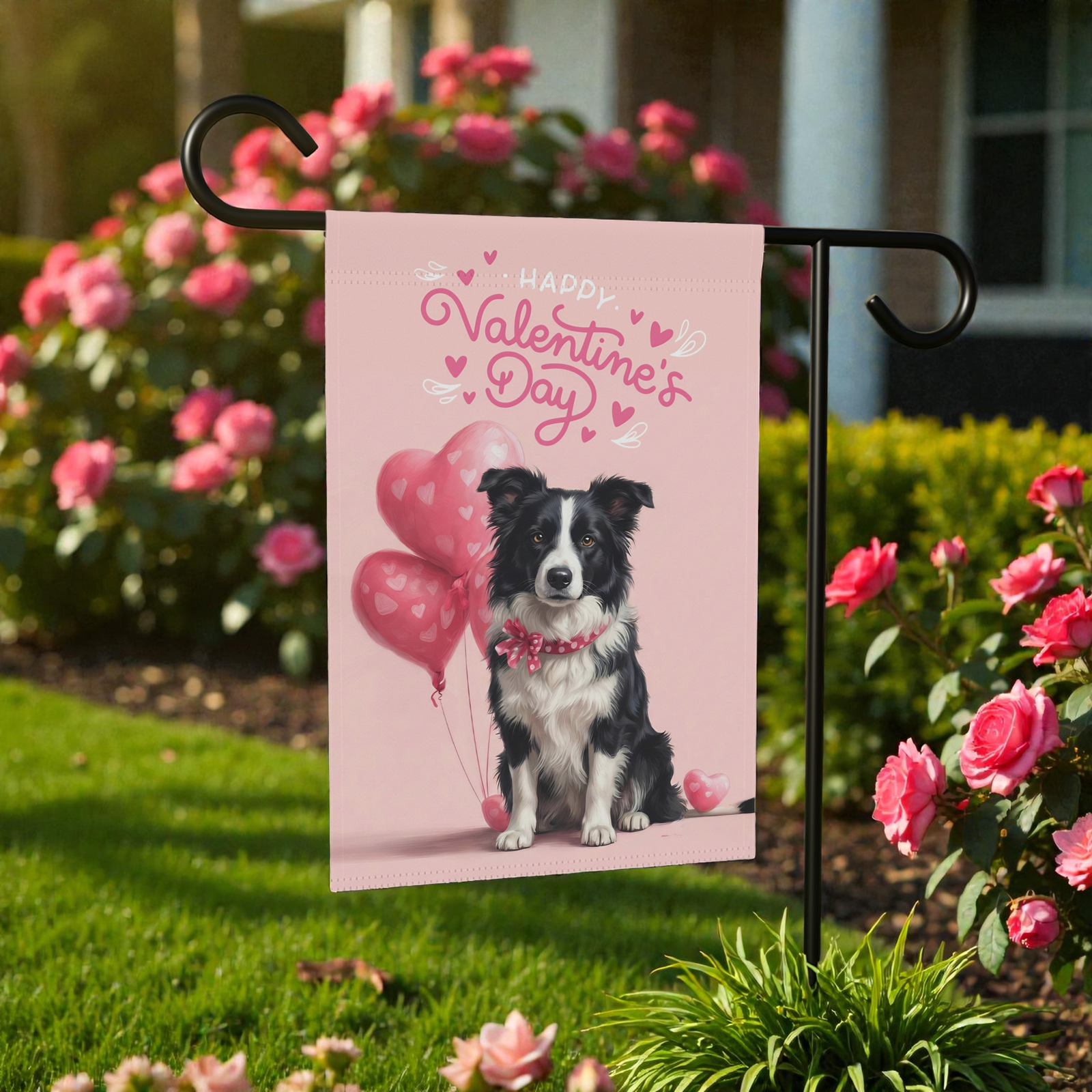 Border Collie Happy Valentine's Day Garden Flag - Image 6
