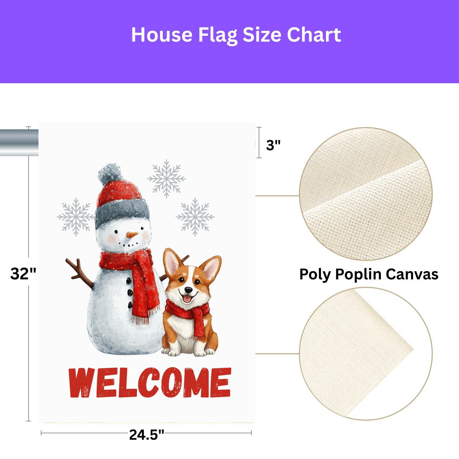 Corgi and Snowman Christmas Garden Flag - Image 3