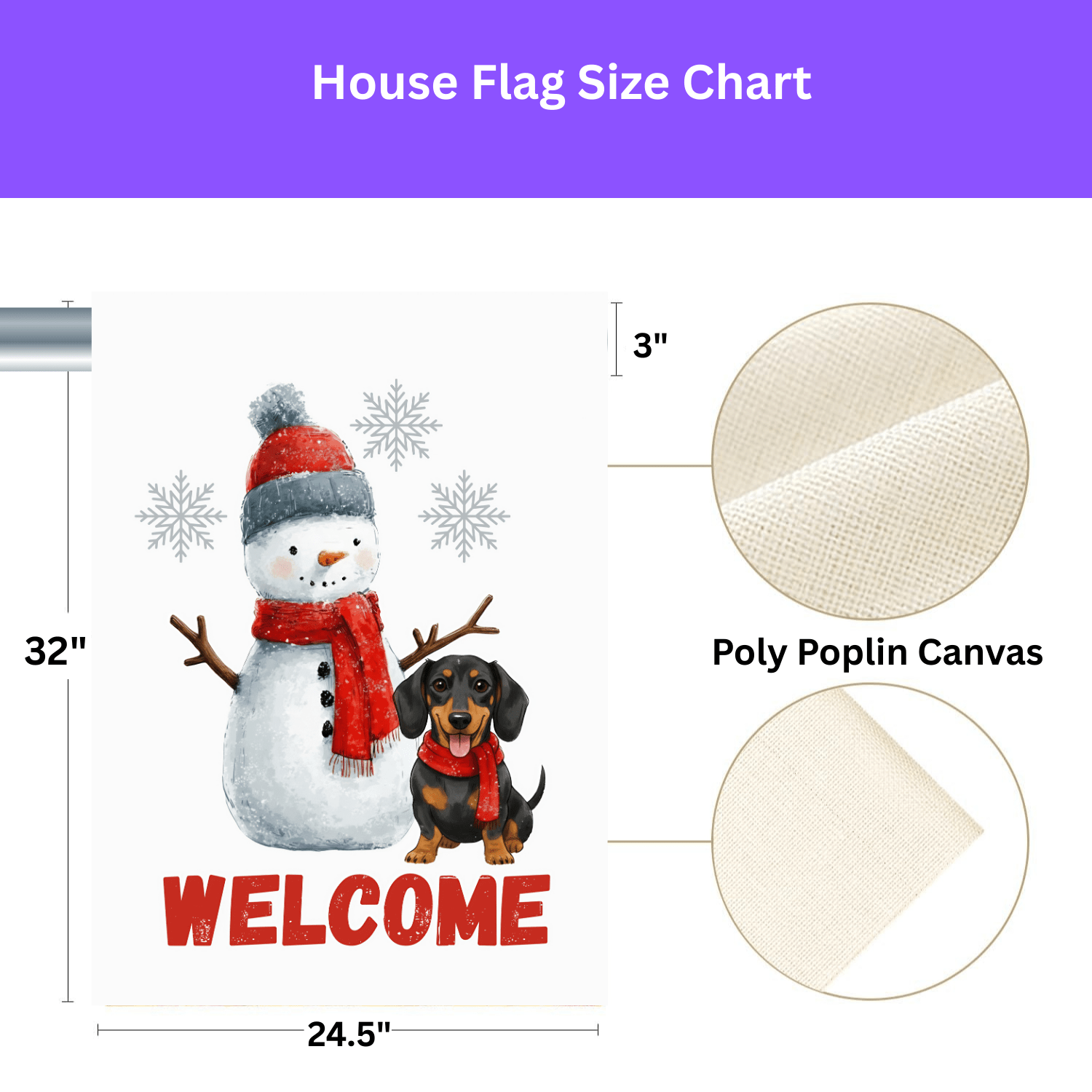 Dachshund and Snowman Christmas Garden Flag - Image 3