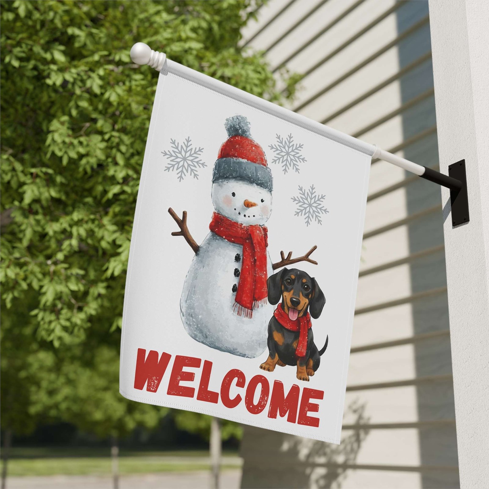 Dachshund and Snowman Christmas Garden Flag - Image 9