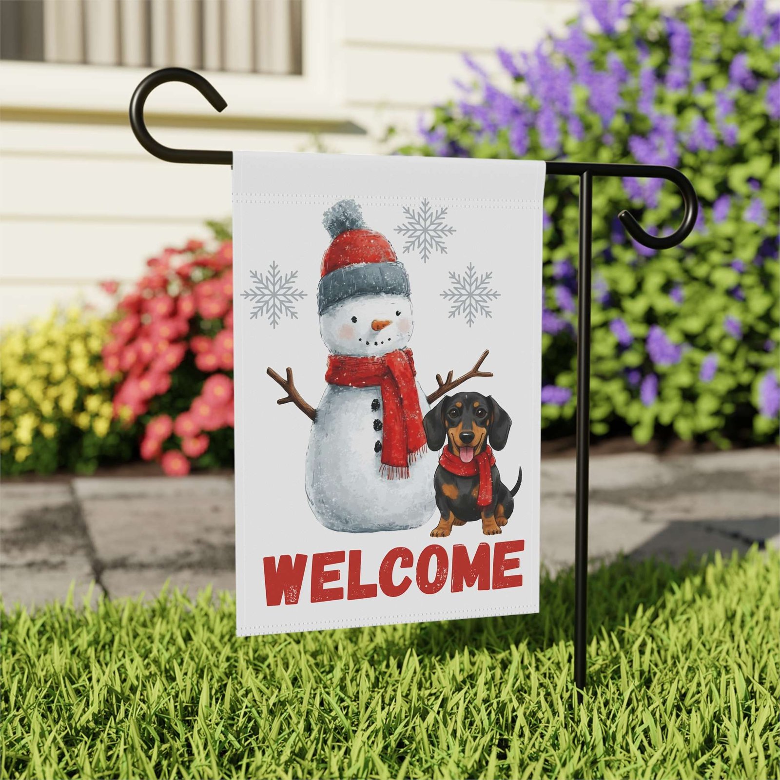 Dachshund and Snowman Christmas Garden Flag - Image 8