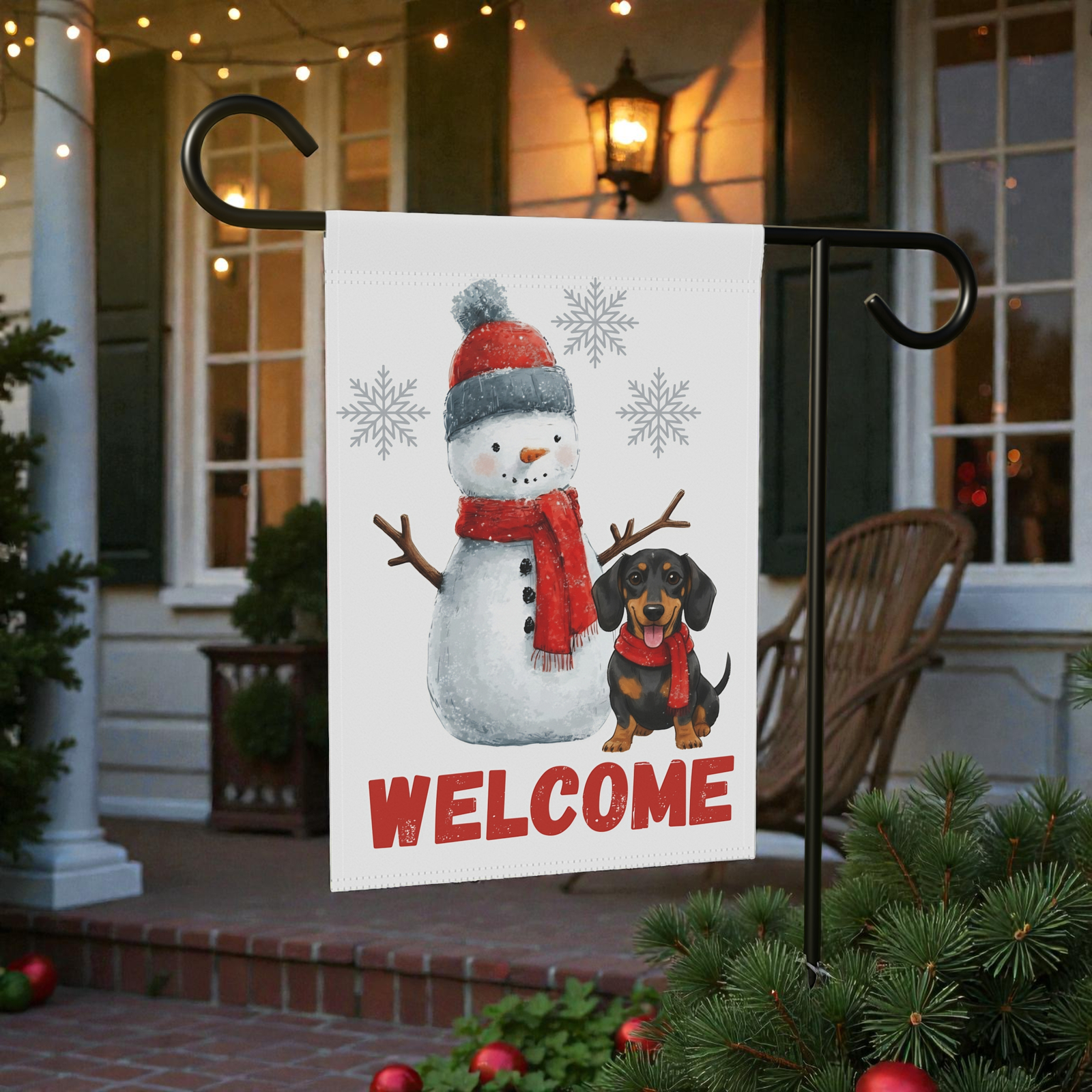 Dachshund and Snowman Christmas Garden Flag - Image 7