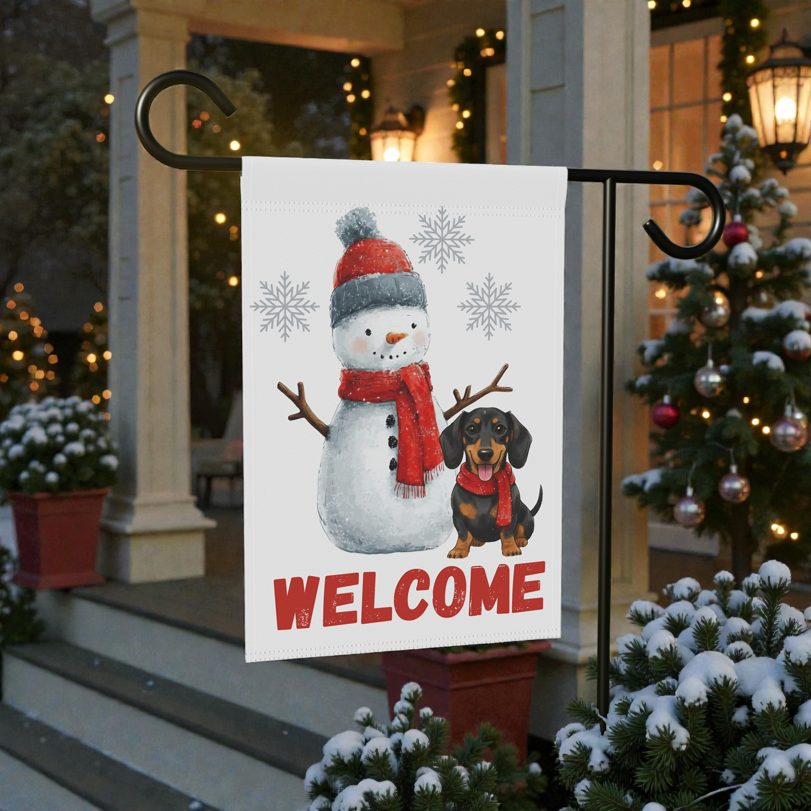 Dachshund and Snowman Christmas Garden Flag - Image 6
