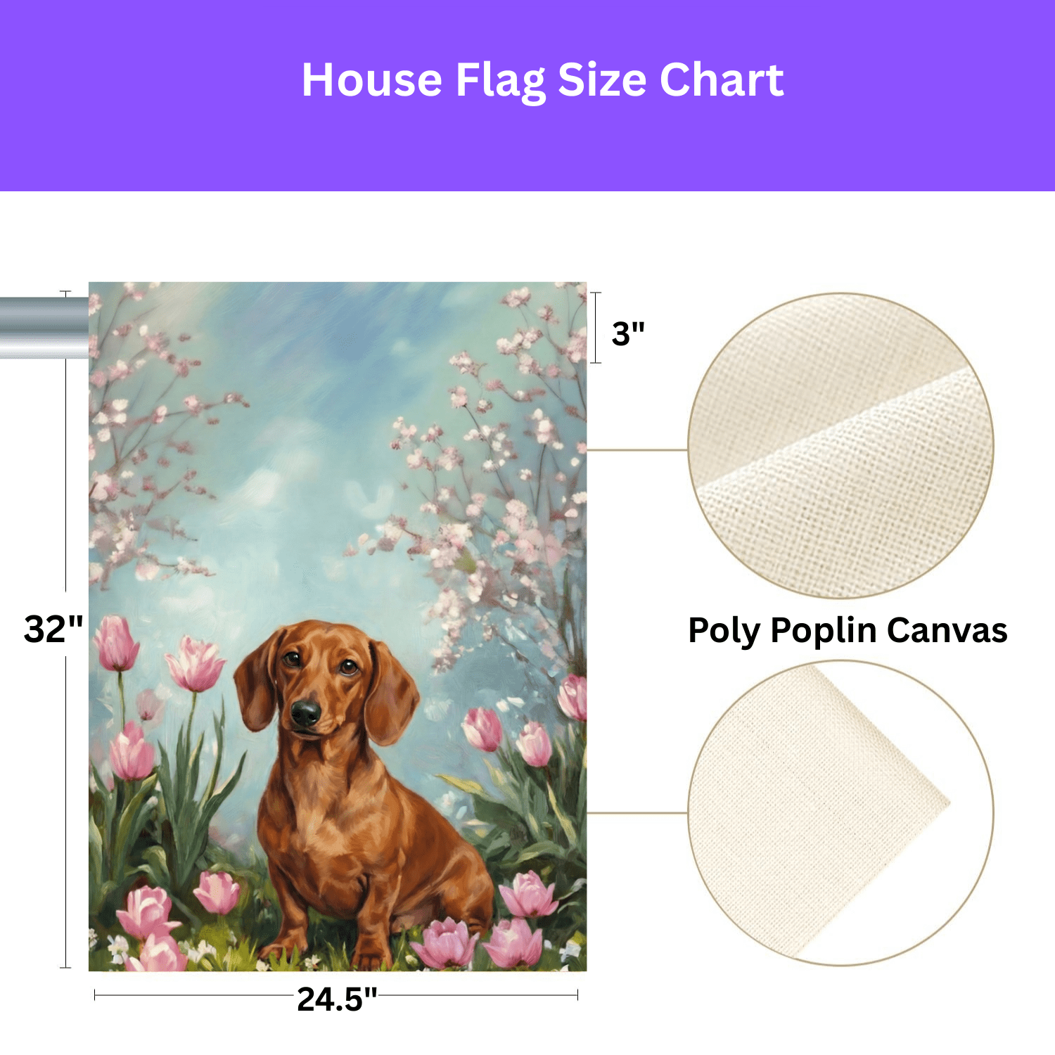 Dachshund in the Tulips Spring Garden Flag - Image 3