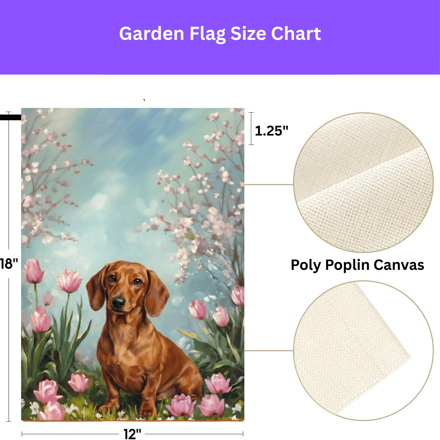 Dachshund in the Tulips Spring Garden Flag - Image 4