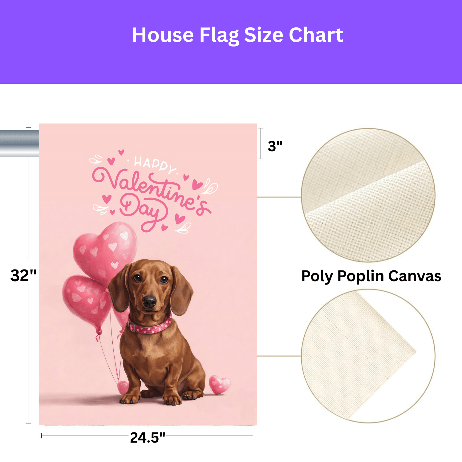 Dachshund Happy Valentine's Day Garden Flag - Image 3