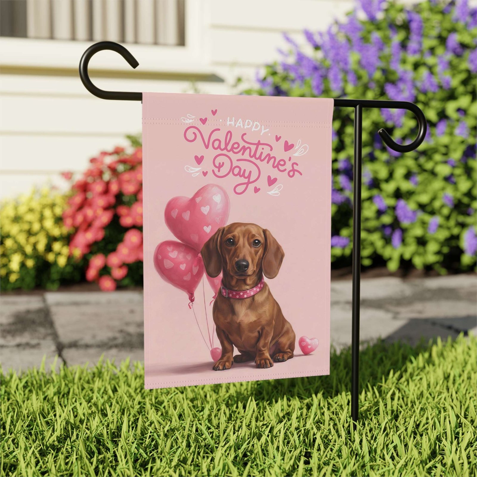 Dachshund Happy Valentine's Day Garden Flag - Image 7