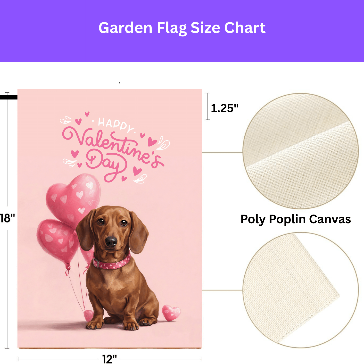 Dachshund Happy Valentine's Day Garden Flag - Image 4