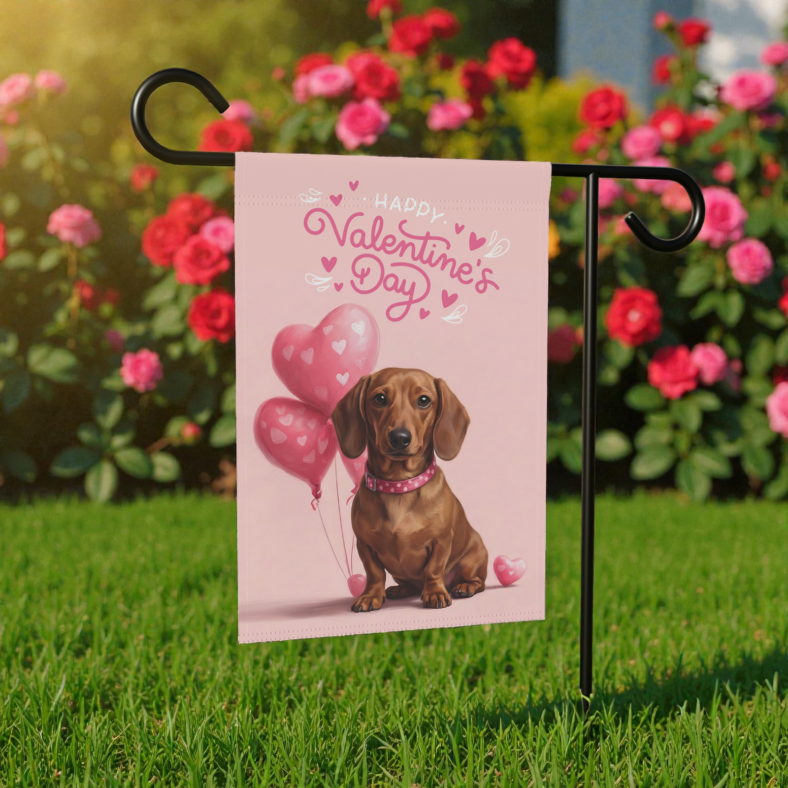 Dachshund Happy Valentine's Day Garden Flag - Image 6