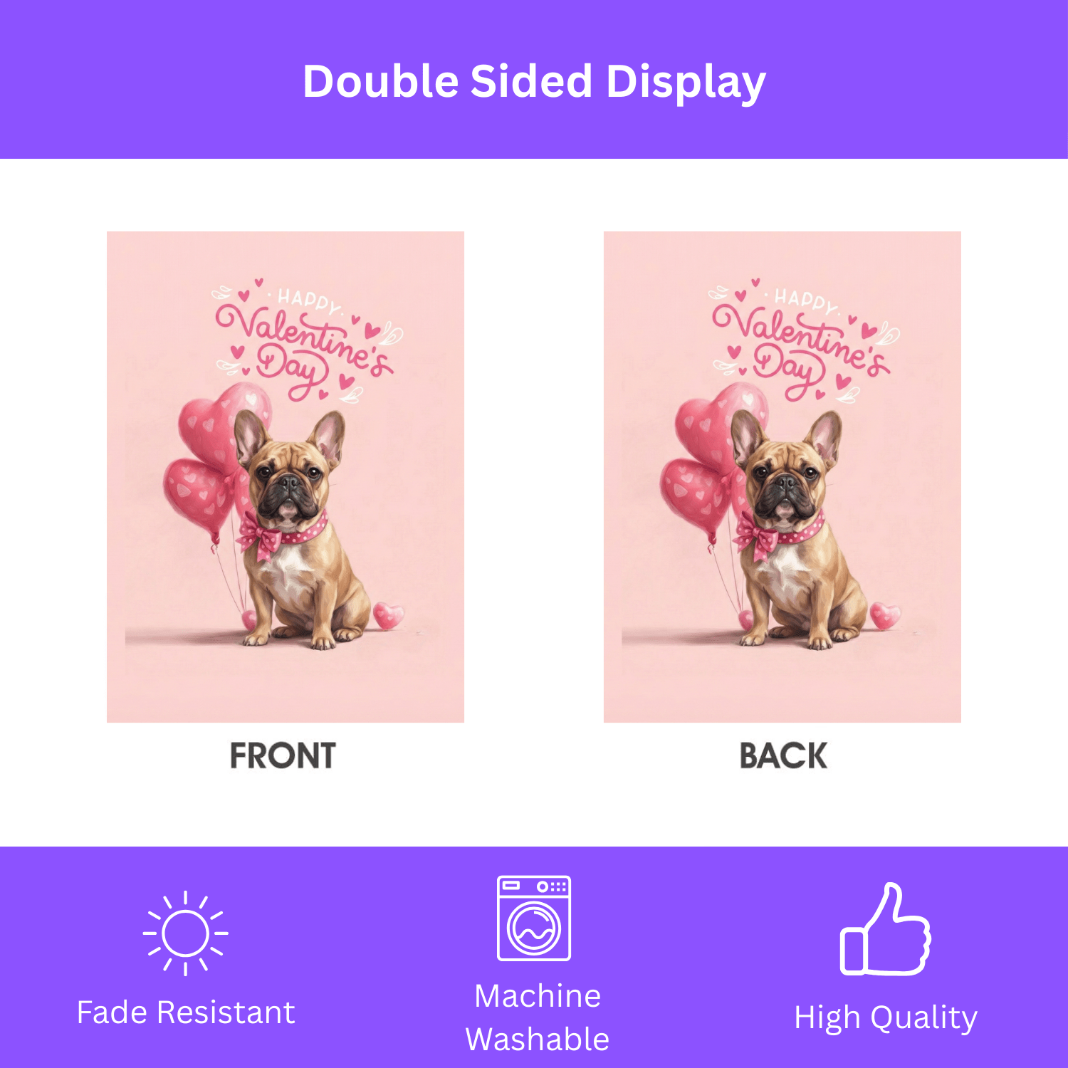 French Bulldog Happy Valentine's Day Garden Flag - Image 4