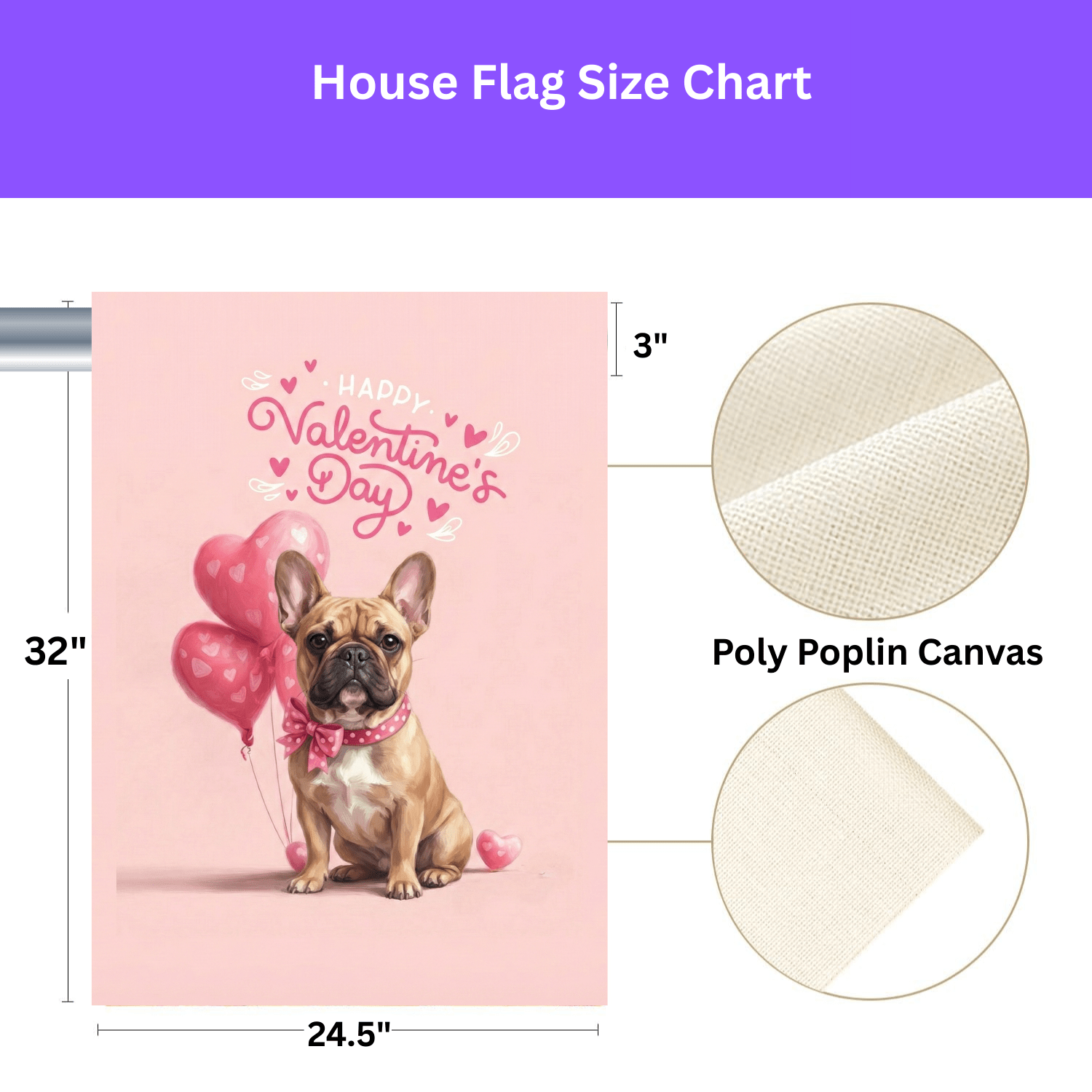 French Bulldog Happy Valentine's Day Garden Flag - Image 3