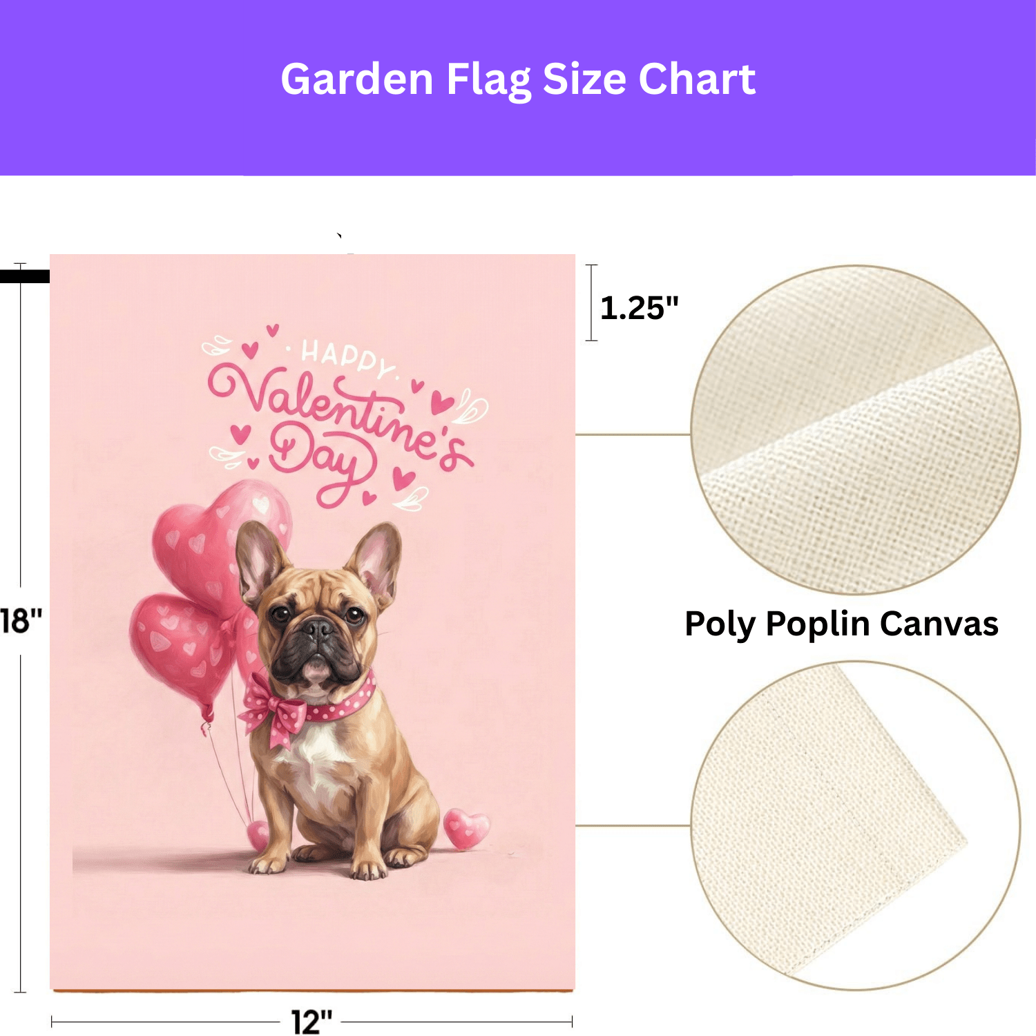 French Bulldog Happy Valentine's Day Garden Flag - Image 2