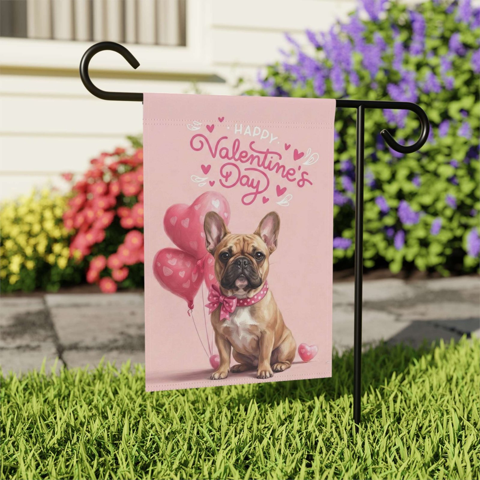 French Bulldog Happy Valentine's Day Garden Flag - Image 8