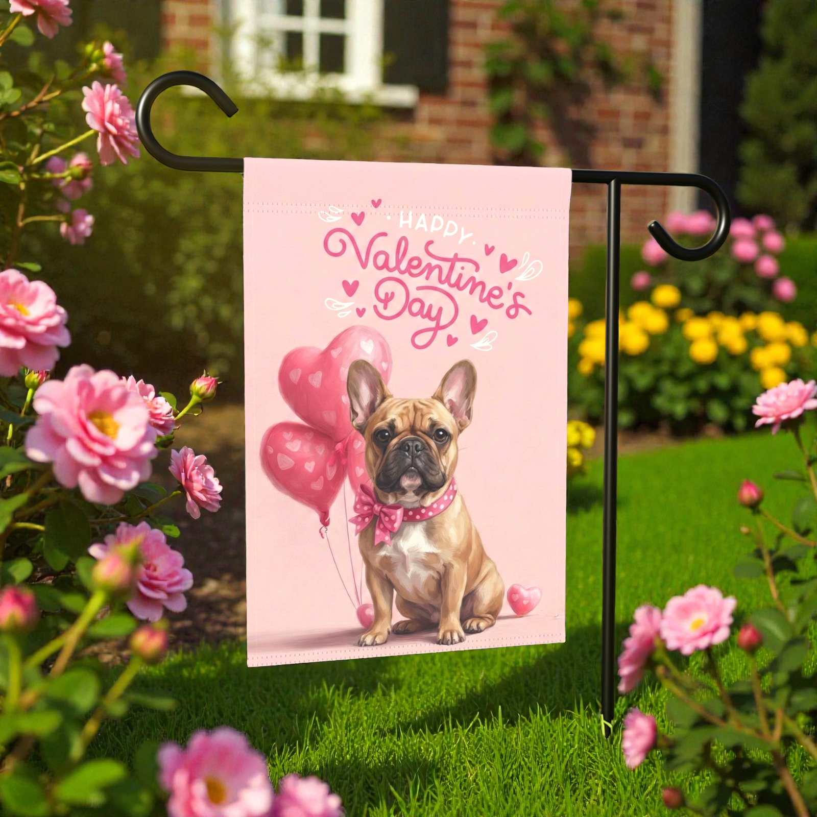 French Bulldog Happy Valentine's Day Garden Flag - Image 7