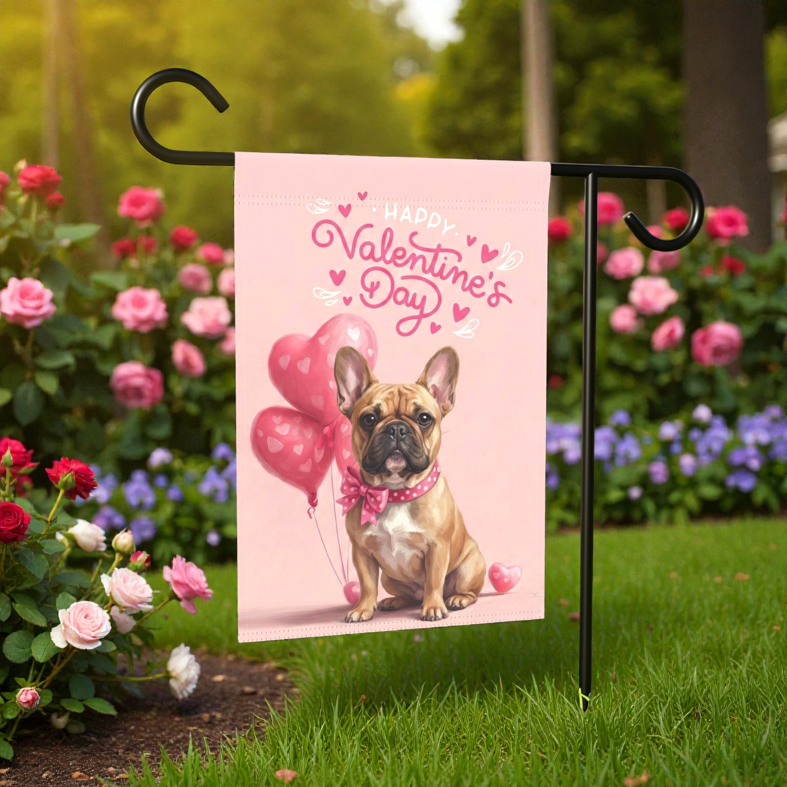 French Bulldog Happy Valentine's Day Garden Flag - Image 6