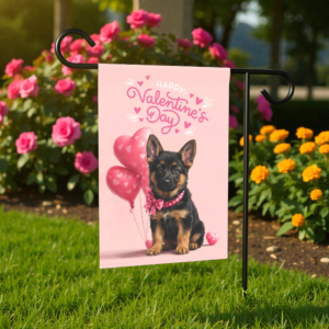 German Shepherd Puppy Happy Valentine's Day Garden Flag