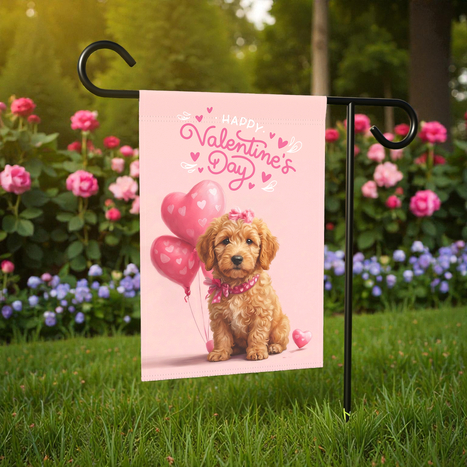 Golden Noodle Happy Valentine's Day Garden Flag - Image 7