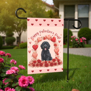 Valentine's Day Black Labradoodle Garden Flag