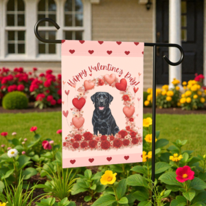 Valentine's Day Black Labrador Garden Flag